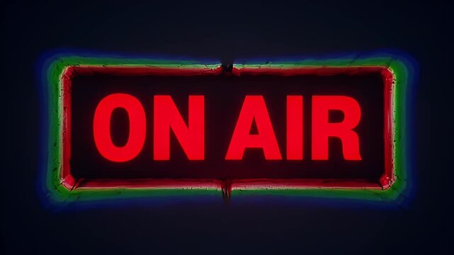 Red Neon On Air Sign for Podcast with Digital Glitch
