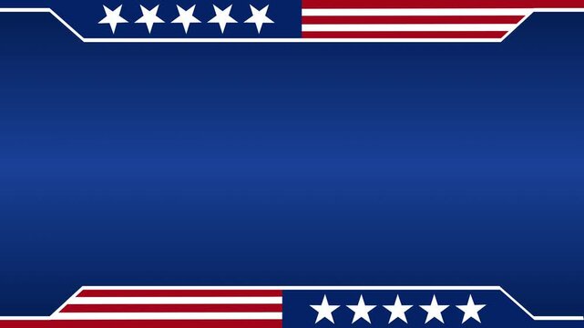 Animated of Patriotic American Banner Background, In-Out motion With Stars And Stripes For Election Campaign And Fourth Of July