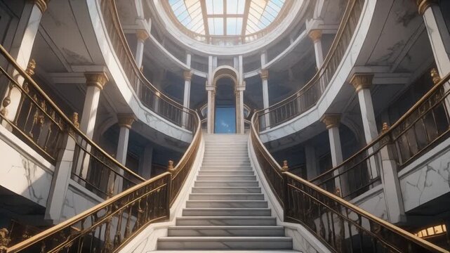 Dizzying Spiral Staircase Looking Straight Up Grand Center Cinematic Architecture Design Video