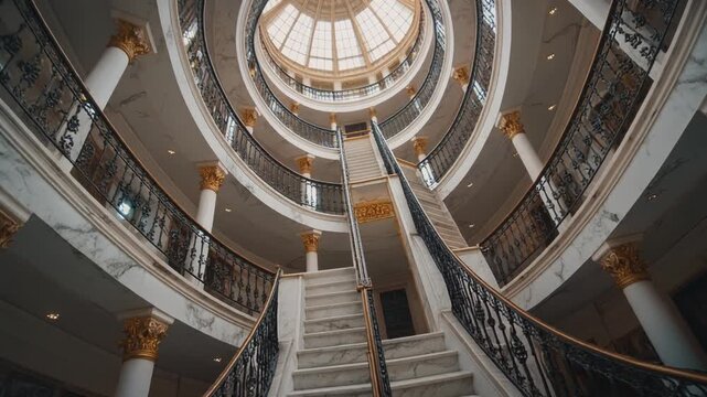Dizzying Spiral Staircase Looking Straight Up Grand Center Cinematic Architecture Design Video