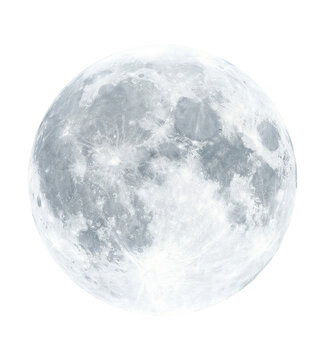 High-resolution full moon with detailed craters and lunar surface textures on a transparent background