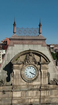 Cinematic Aerial View of Historic Train Station in Porto Portugal