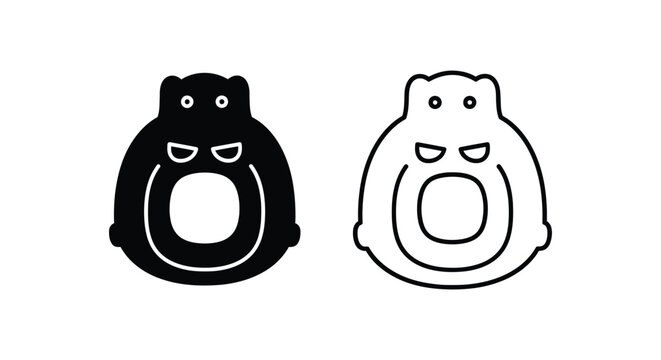Minimalist hamster icon set, cute round rodent character vector, black and white hamster silhouette and line art symbols for pet branding