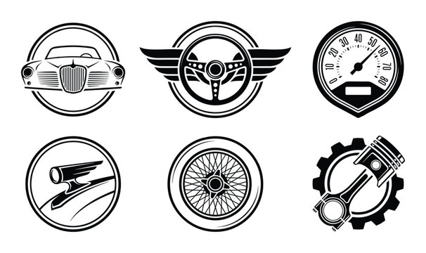 Graphic emblems for car restoration, mechanical services