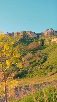 Gerace landscape over the valley during sunset in Calabria