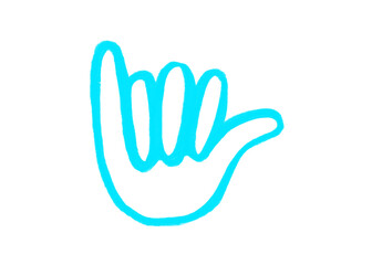 Obraz premium A blue hand gesture on a white background
