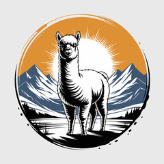 Fototapeta premium Detailed illustration of an alpaca.