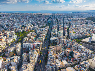 Obraz premium Aerial view of Zappeion and Athens city grid