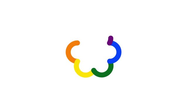 Colorful Abstract Cloud Shape Formed by Interlocking Rings on White Background