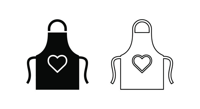 Kitchen apron with heart, solid and outline