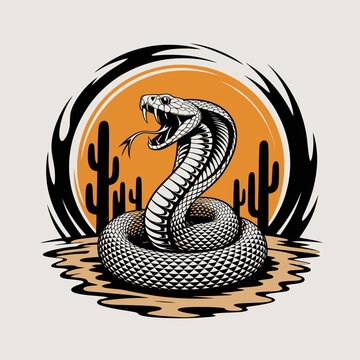 Venomous Desert Snake Attack Posture.
