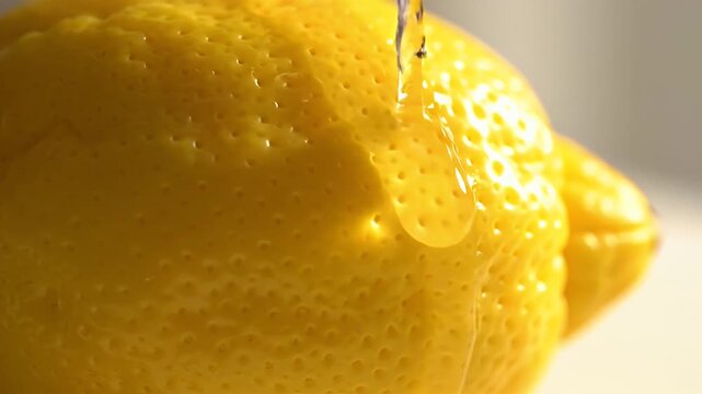 Close-Up Macro Shot of a Bright Yellow Lemon Highlighting Dimpled Peel Texture