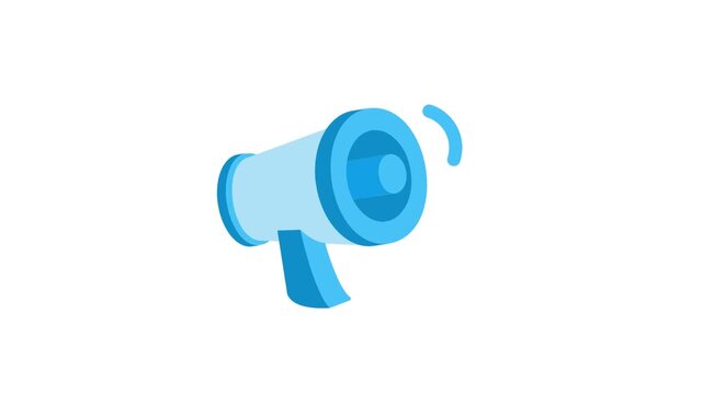 Blue megaphone icon symbolizing announcement, communication, and important news dissemination