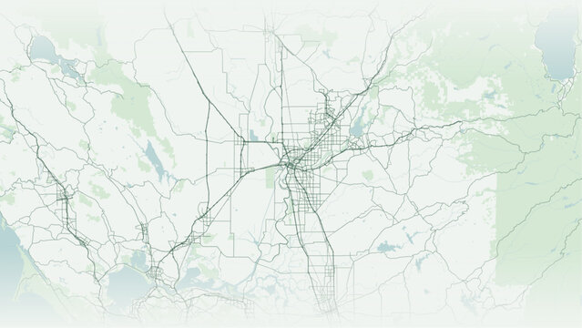 Modern minimalist vector map of Sacramento, California, USA. High-quality scalable illustration of Sacramento city grid, Sacramento River, American River, State Capitol for posters and design.