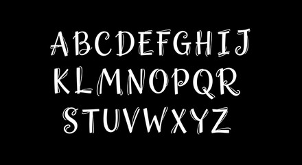 Obraz premium Handwritten Alphabet Letters Digital Artwork on Black Background with Copy Space for Design
