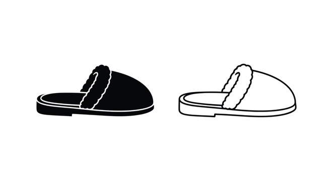 Side view slipper set with fur lining