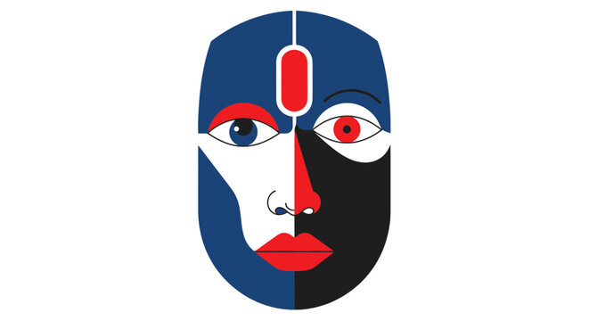 Abstract Human Face with Computer Mouse Elements, Digital Art