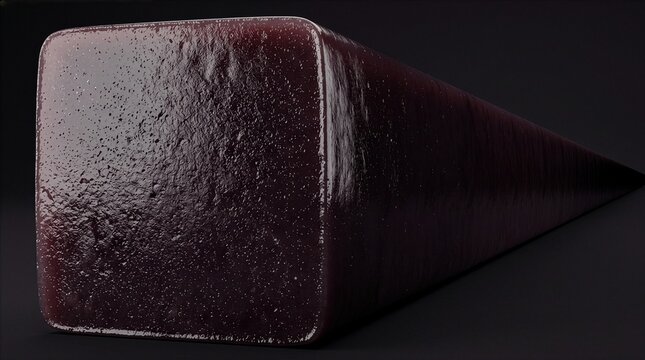 Yokan wagashi slab receding into shadow, deep azuki cross-section macro, traditional Japanese confectionery concept