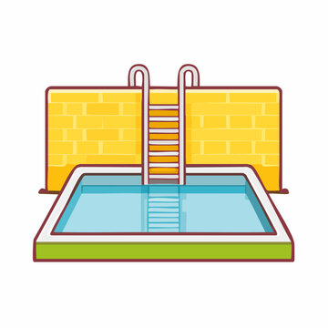 Swimming Pool with Ladder and Brick Wall
