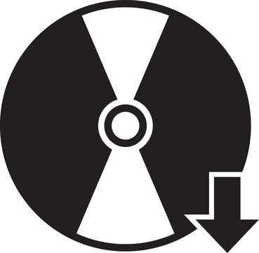 Download Icon on CD/DVD Media with Down Arrow