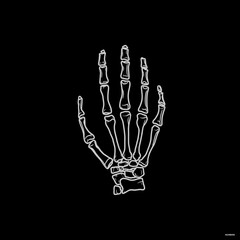Fototapeta premium White skeleton hand illustration on black background