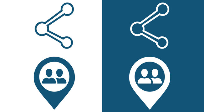 Network sharing and target audience pin map location icons