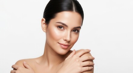 Naklejka premium Beautiful Woman With Flawless Skin And Radiant Glow