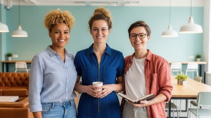 Naklejka premium Diverse Women Smiling in Modern Office
