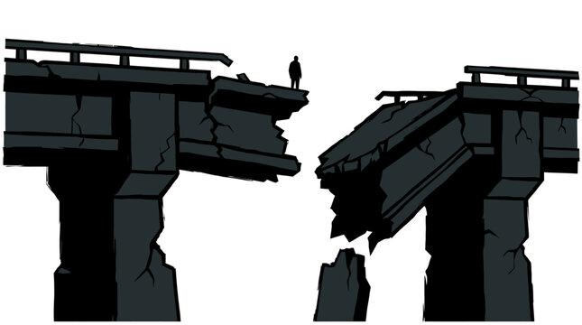 Broken Bridge Structure Fails.