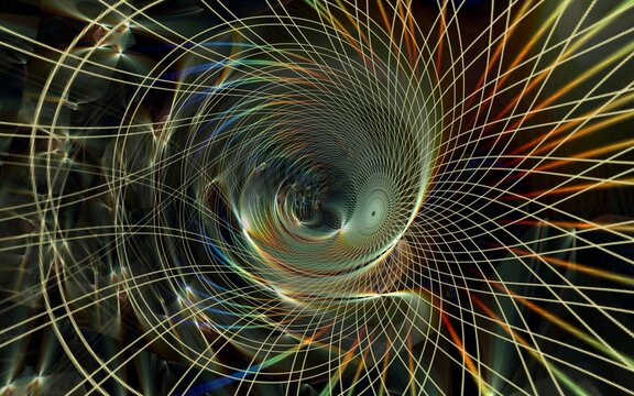 Abstract, chaotic geometry with binary code and light passes. Awesome for backgrounds and splash screens