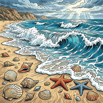 beach scenery vector image