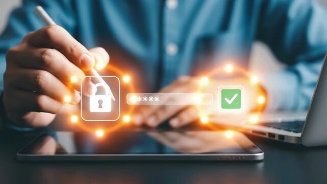 User securing digital account with password and verification