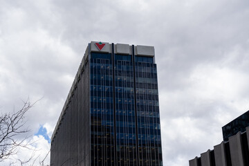 Naklejka premium Toronto, Ontario, Canada - May 11, 2026: Canadian Tire Corporation headquarters building on Yonge Street in Toronto, Canada. Canadian Tire Corporation, Limited is a Canadian retail corporation. 