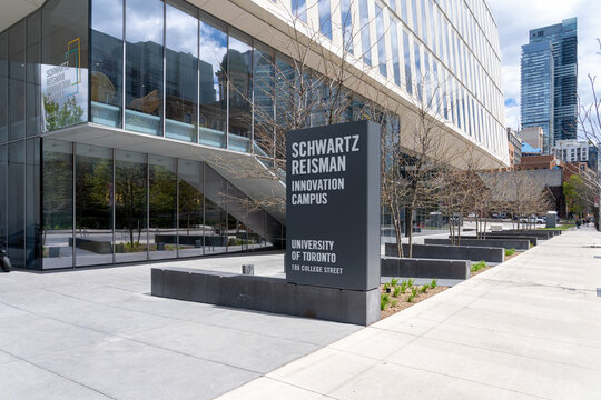 Toronto, Ontario, Canada - May 11, 2026: Schwartz Reisman Innovation Campus located at the University of Toronto on College Street in Toronto, Canada. The building houses a large wet lab incubator and