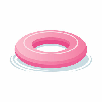 Pink inflatable swimming ring floating on water