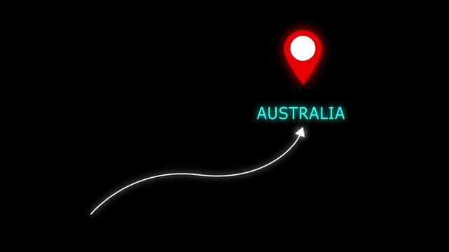 Glowing Location Pointer Icon Animation. Direction Location Pin Symbol. London icon on a black background. and creating a stunning 4k video.