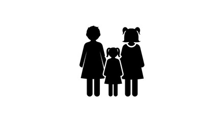 Family silhouette consisting of a mother and two daughters stands together as a symbol of unity, parental love, and the nurturing bonds of childhood. © Berkah