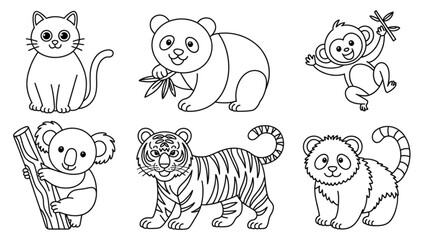 Obraz premium Whimsical cartoon animals and objects set