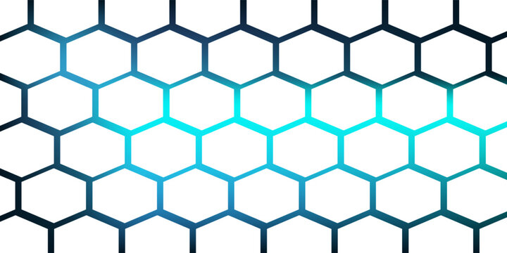 White 3d hexagonal technology vector abstract background. Blue bright energy flashes under hexagon in modern technology futuristic background vector illustration. White honeycomb texture grid.