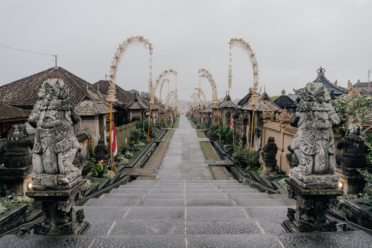 Traditional Penglipuran Clean Village with Penjor Bamboo