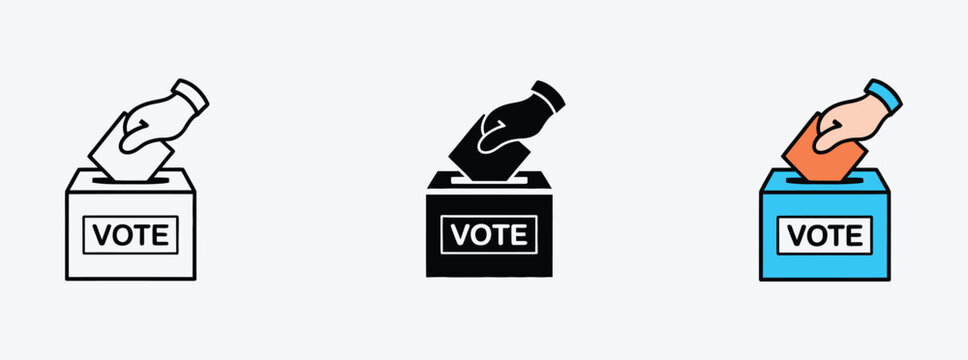 Hand voting ballot box icon vector illustration representing election vote democracy and civic participation concept on white background