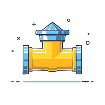 Illustration of a Yellow Pipe Fitting with Blue Cap