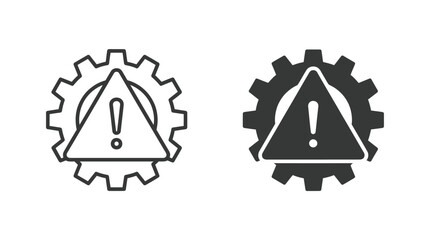 Two gear icons featuring warning symbols displayed in a clean graphic style for this professional digital design element created to highlight technical issues or system errors © Abdullah