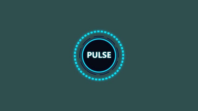 Pulse digital interface element with glowing blue circular rings on dark background.