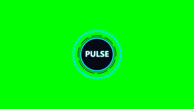 Digital pulse hud element featuring rotating circles and glowing blue lines on green