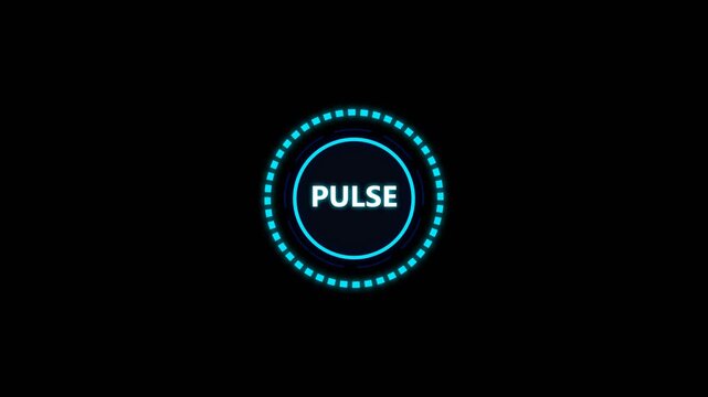 blue pulse icon animation with glowing circular elements on a black background video