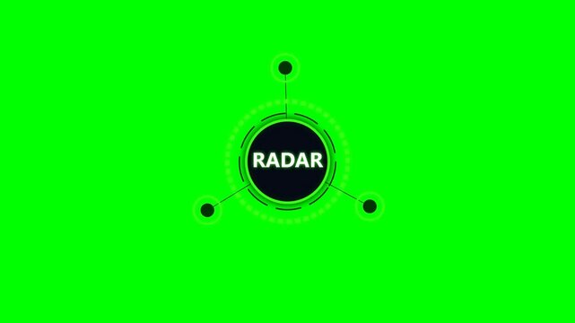 Radar hud interface element scanning with rotating circles on green screen backdrops