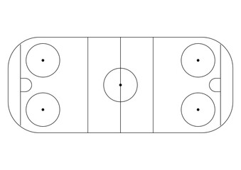 Ice Hockey Rink Top Down Blueprint Outline 1Bit Monochrome Vector Background Sports Schematic Minimalist Pattern A4 Printable Stencil Graphic © VectorMapArt