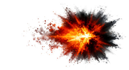 Fiery explosion with particle dispersion on black background © arif