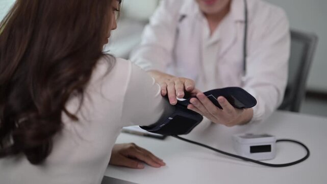 Medical Consultation with Blood Pressure Monitoring and Digital Sphygmomanometer